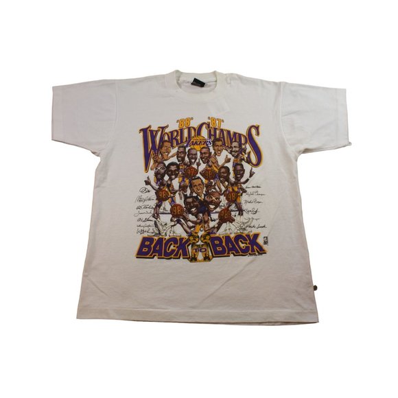 Screen Stars Other - Vintage 80s Los Angeles Lakers World Champs Lineup Tee White Large Men 365CDG